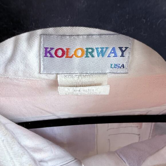 Whimsical 80s Cat Fishbowl Shirt Vintage Art Print Button Down Cotton USA - Picture 3 of 4